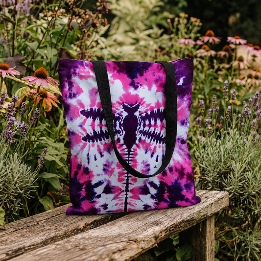 Dragonfly Tie Dye Purple Tote Bag
