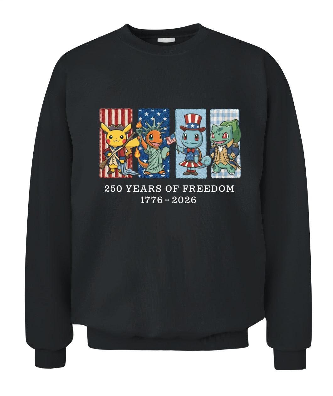 Pokemon 250 Years of Freedom 1776–2026 Patriotic Printed Graphic Quarter-Zip Sweatshirt, Hoodie Sweatshirt T-Shirt