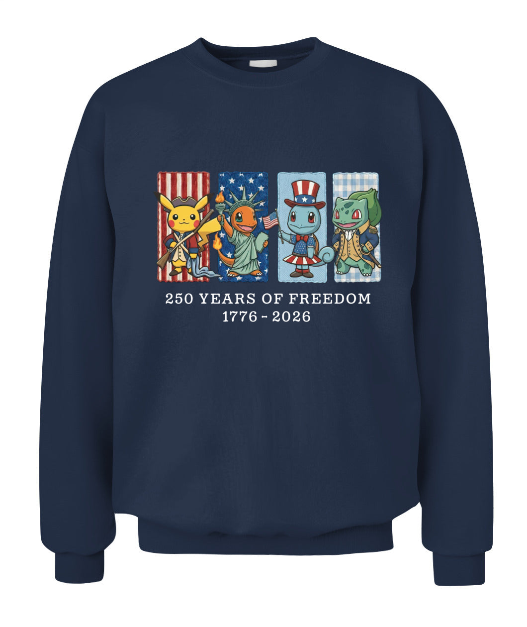 Pokemon 250 Years of Freedom 1776–2026 Patriotic Printed Graphic Quarter-Zip Sweatshirt, Hoodie Sweatshirt T-Shirt