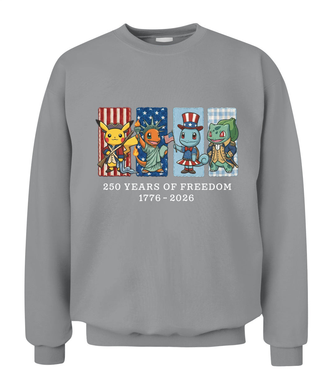 Pokemon 250 Years of Freedom 1776–2026 Patriotic Printed Graphic Quarter-Zip Sweatshirt, Hoodie Sweatshirt T-Shirt