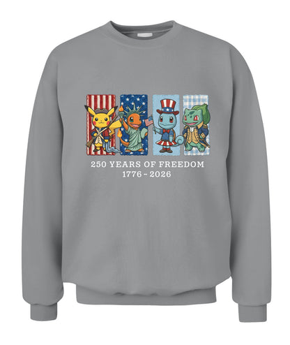 Pokemon 250 Years of Freedom 1776–2026 Patriotic Printed Graphic Quarter-Zip Sweatshirt, Hoodie Sweatshirt T-Shirt