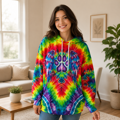 Rainbow Rainbow Psychedelic Pawprint Mirage Hoodie Sweatshirt T-Shirt