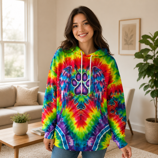 Rainbow Rainbow Psychedelic Pawprint Mirage Hoodie Sweatshirt T-Shirt