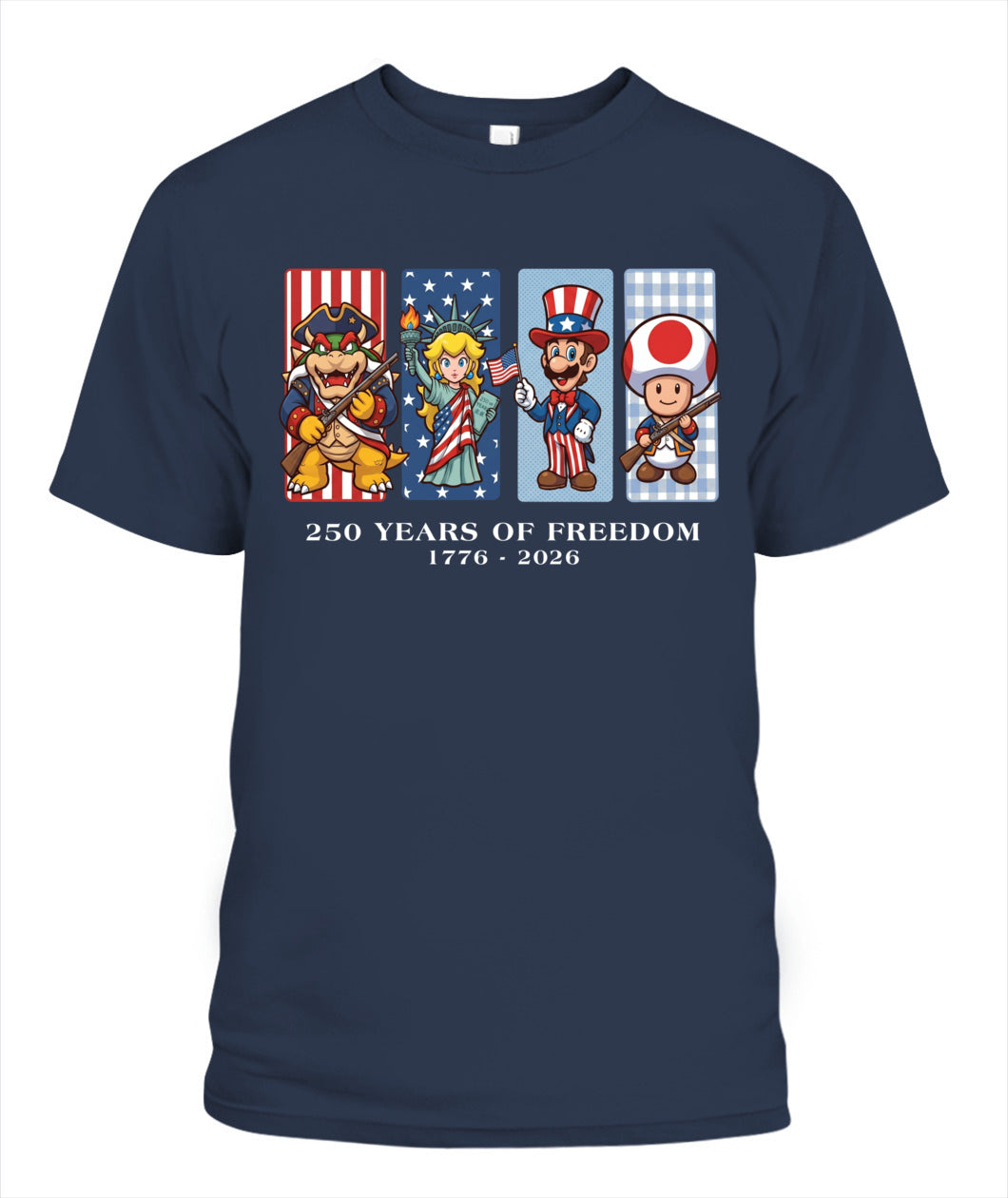Mario 250 Years of Freedom 1776–2026 Patriotic Printed Graphic Hoodie Sweatshirt T-Shirt