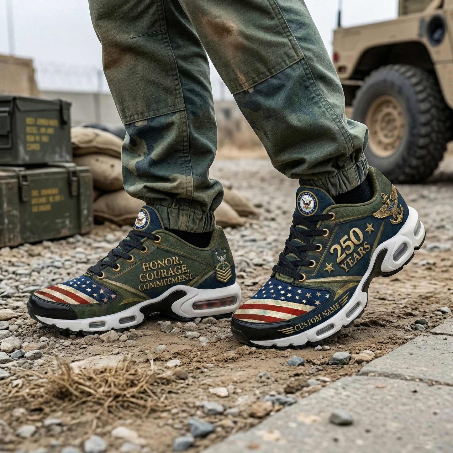 Custom U.S. Navy 250th Anniversary USA Printed Sneakers