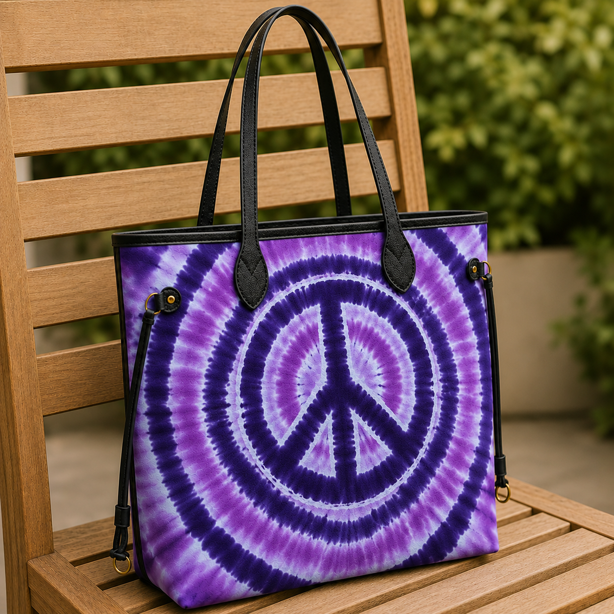 Vibrant Tie-Dye Spiral Purple Women's Large PU Bag