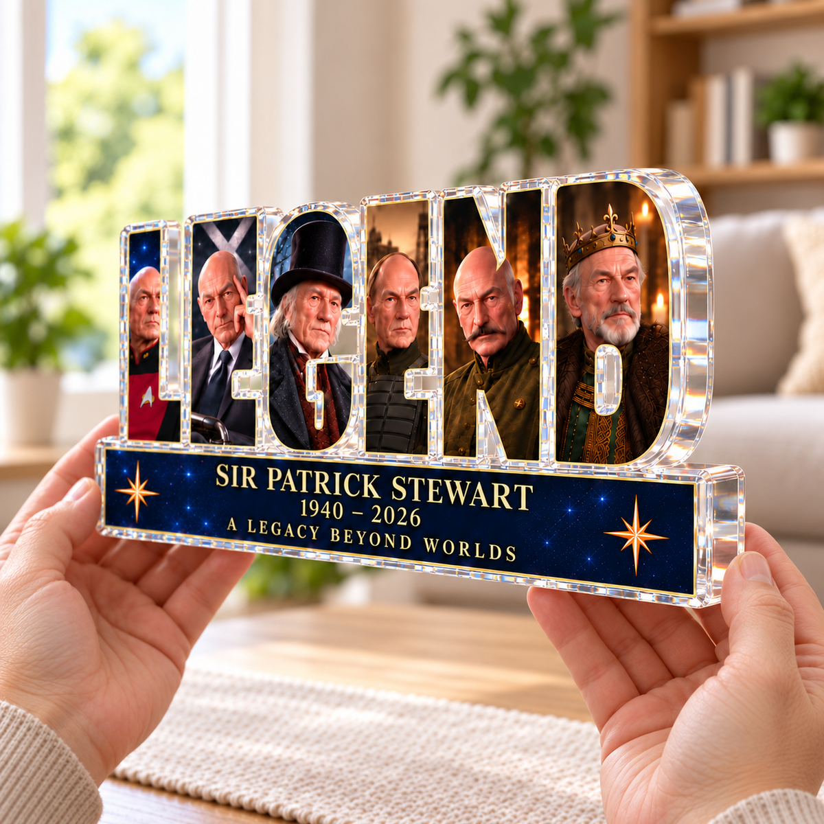Sir Patrick Stewart LEGEND Memorial Acrylic Plaque, 1940–2026 Tribute