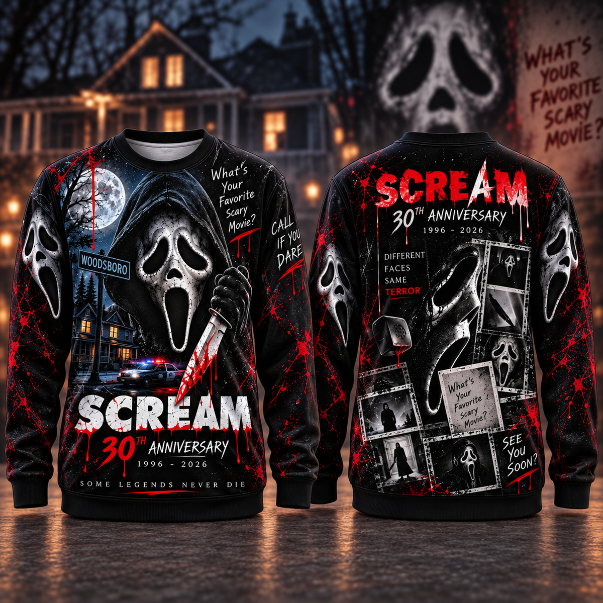 Scream 30th Anniversary AOP T-Shirt Sweatshirt Hoodie