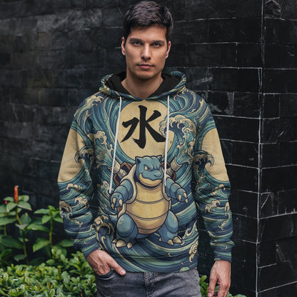 Anime PKM Blastoise Japanese Kanji Aesthetic All Over Printed Sweatshirt Hoodie Zip Hoodie T-Shirt