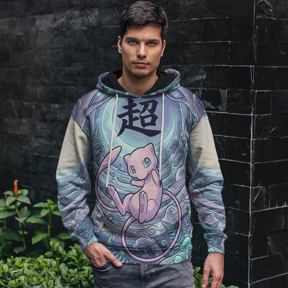 Anime PKM Mew Japanese Kanji Aesthetic All Over Printed Sweatshirt Hoodie Zip Hoodie T-Shirt