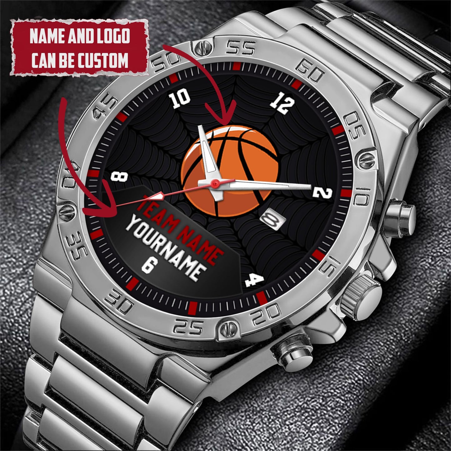 Basketball Personalized Team Name, Name & Number Quartz Watch