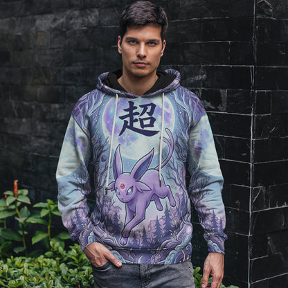 Anime PKM Espeon Japanese Kanji Aesthetic All Over Printed Sweatshirt Hoodie Zip Hoodie T-Shirt