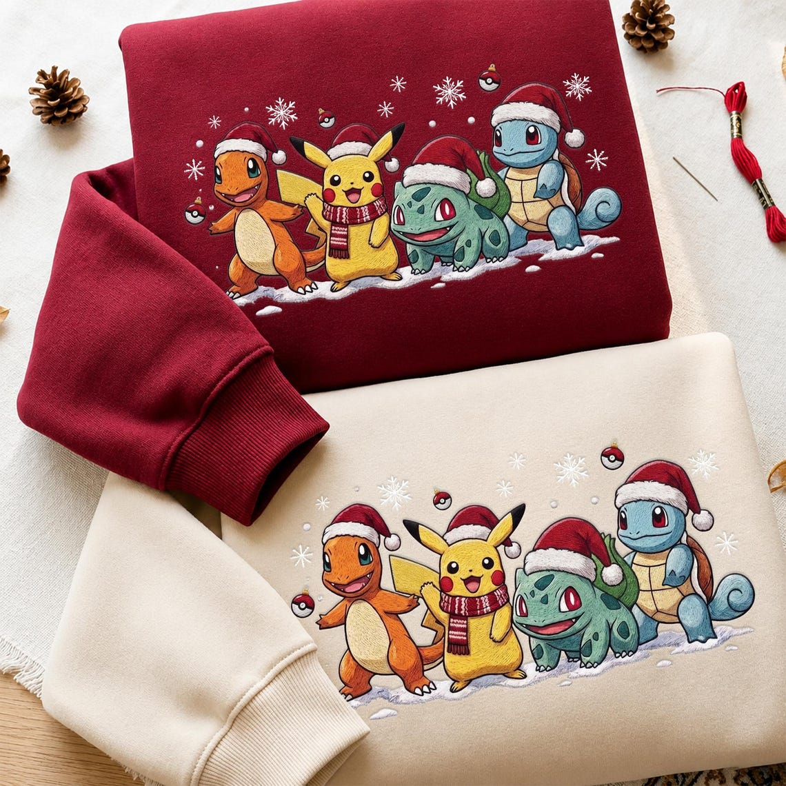 Personalized Embroidered Christmas PKM Sweatshirt