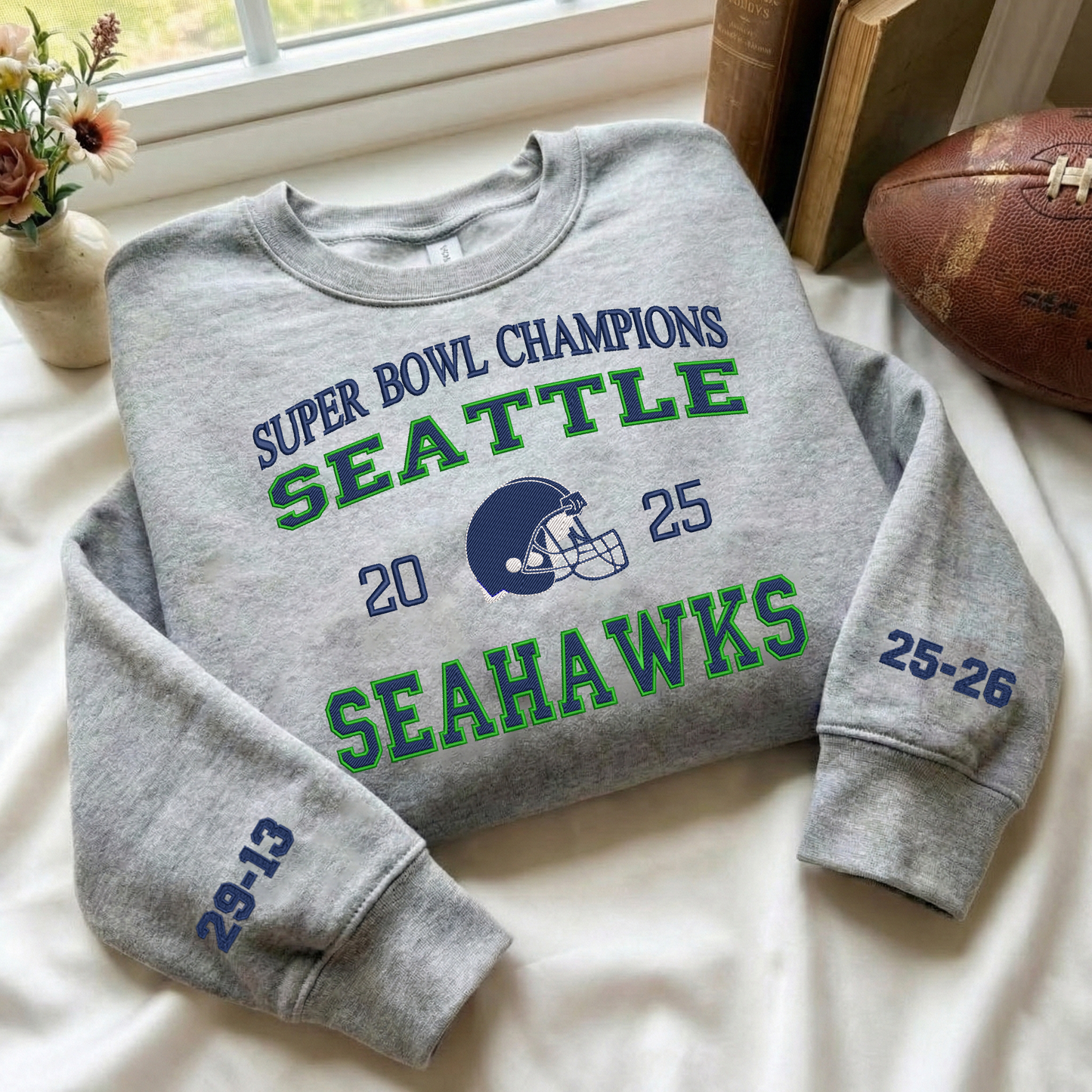 Embroidered Seattle Seahawks The Champions Quarter-Zip Sweatshirt, Hoodie Sweatshirt T-Shirt