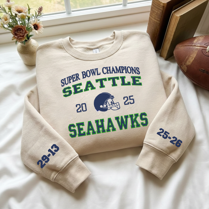 Embroidered Seattle Seahawks The Champions Quarter-Zip Sweatshirt, Hoodie Sweatshirt T-Shirt