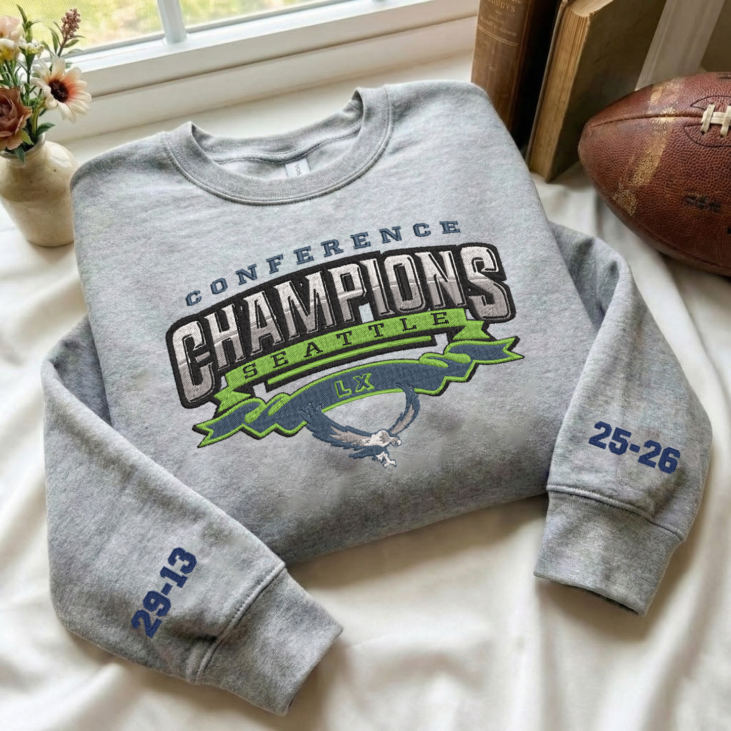 Embroidered Seattle Seahawks The Champions Quarter-Zip Sweatshirt, Hoodie Sweatshirt T-Shirt