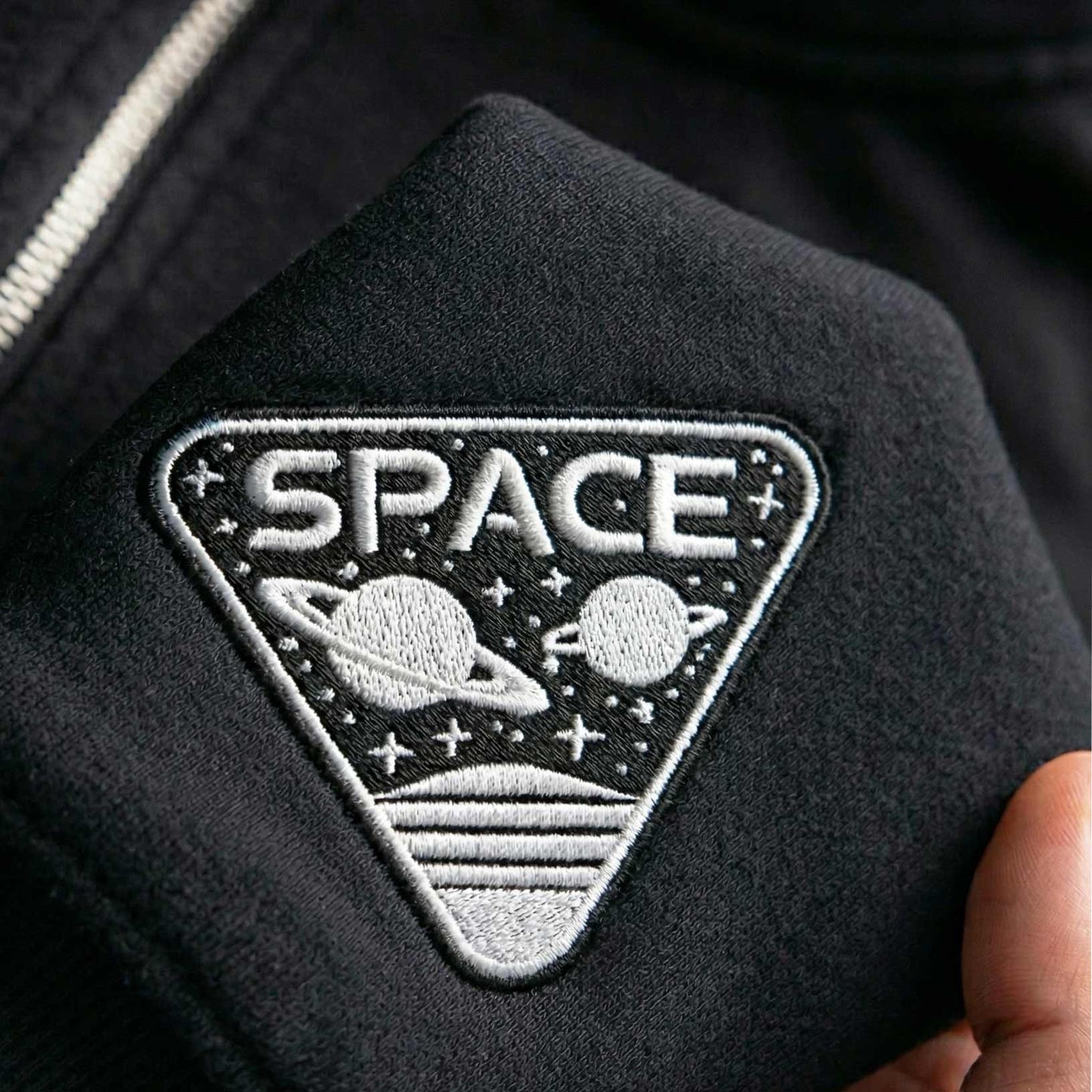 Embroidered Space Quarter-Zip Sweatshirt, Hoodie Sweatshirt T-Shirt