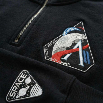 Embroidered Space Quarter-Zip Sweatshirt, Hoodie Sweatshirt T-Shirt