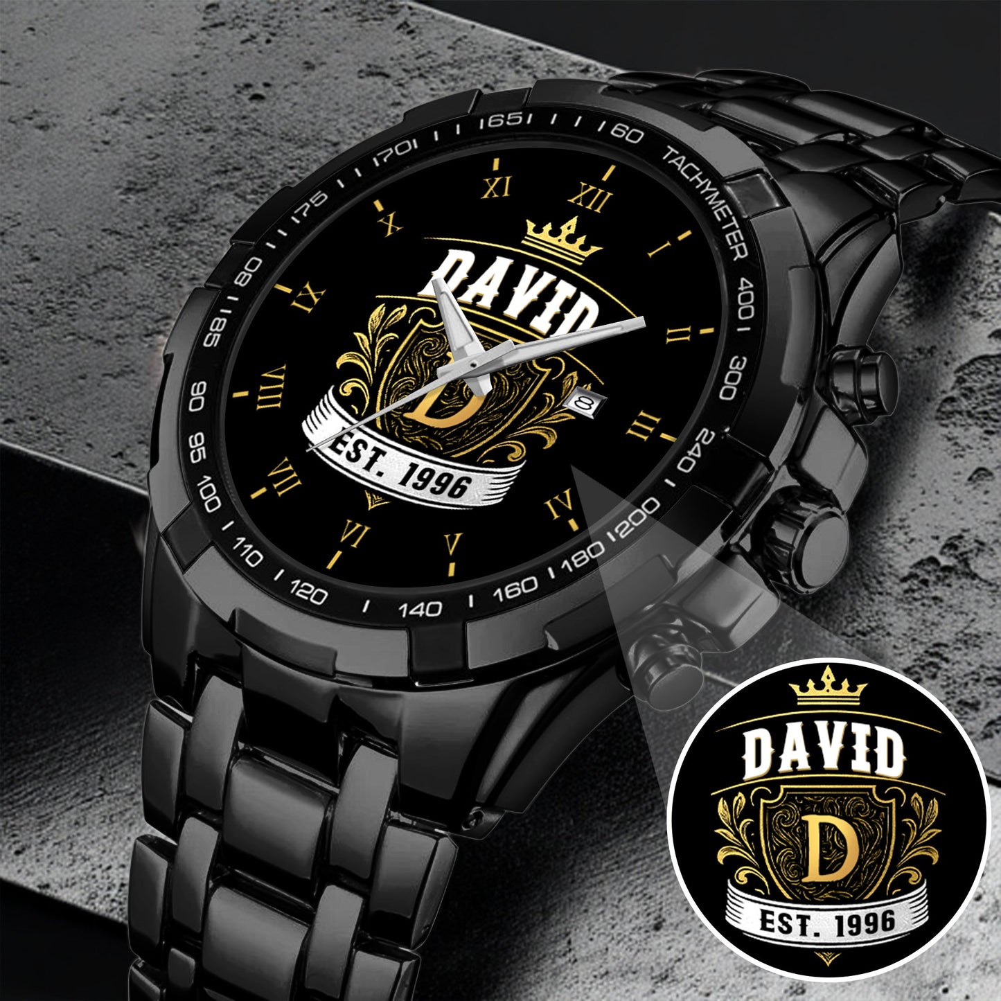 Personalized Name EST Watch for Him Dad Boyfriend