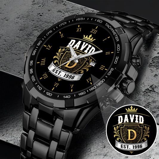 Personalized Name EST Watch for Him Dad Boyfriend