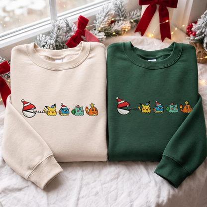 Embroidered Christmas Poke Ghost Lights Sweatshirt