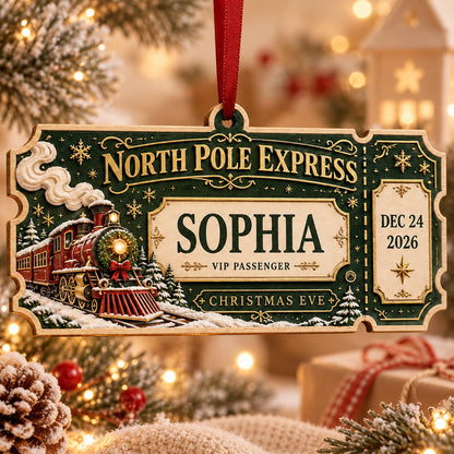 Personalized Custom North Pole Express Acrylic Ornament – Custom Name Holiday Gift