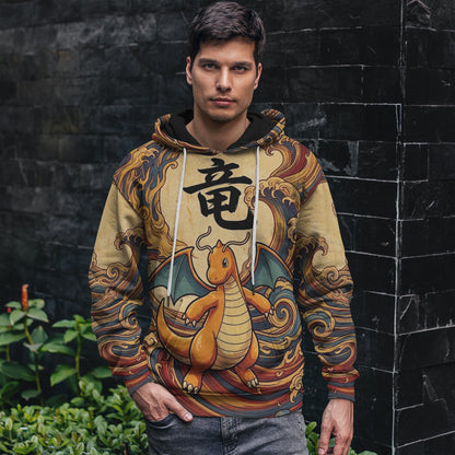 Anime PKM Dragonite Japanese Kanji Aesthetic All Over Printed Sweatshirt Hoodie Zip Hoodie T-Shirt