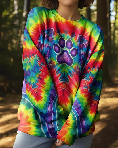 Rainbow Rainbow Psychedelic Pawprint Mirage Hoodie Sweatshirt T-Shirt