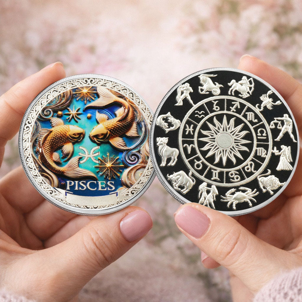 Tarot Zodiac Pisces Sign Printed Commemorative Coin