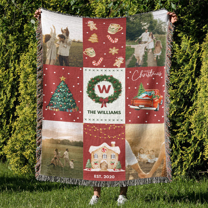 Personalized Christmas Blanket Family Name And Photos Throw Blanket