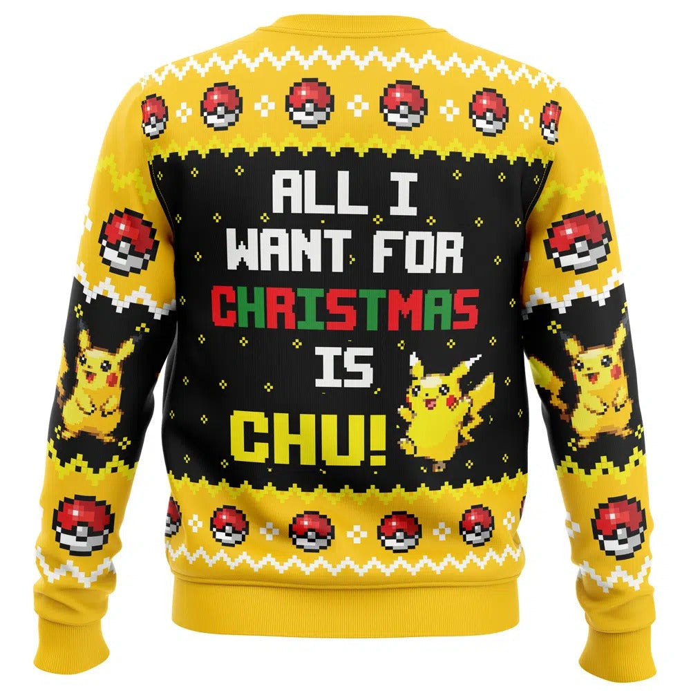 Anime PKM All I Want Pikachu PKM Ugly Christmas Sweater
