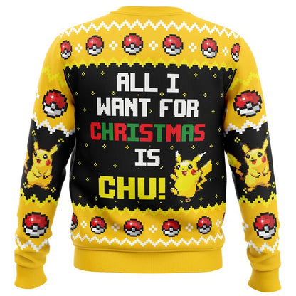 Anime PKM All I Want Pikachu PKM Ugly Christmas Sweater