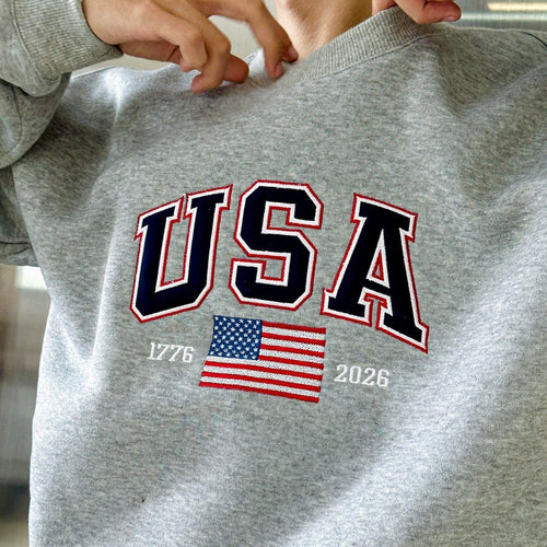 Embroidered USA 1776–2026 250 Years of Freedom Patriotic American Hoodie Sweatshirt T-Shirt