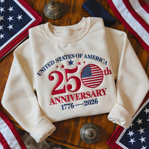 Embroidered USA 250th Anniversary 1776–2026 Patriotic American Hoodie Sweatshirt T-Shirt