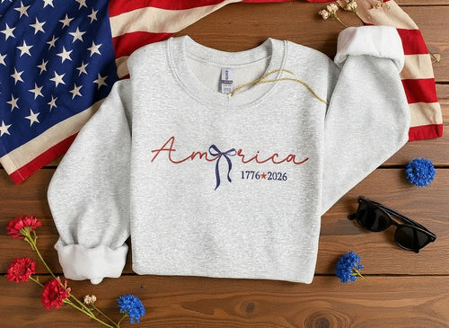USA 250th Anniversary, Embroidered America 1776–2026 250 Years of Freedom Patriotic American Hoodie Sweatshirt T-Shirt