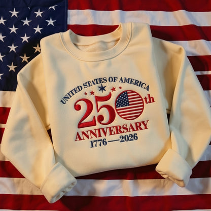 Embroidered USA 250th Anniversary 1776–2026 Patriotic American Hoodie Sweatshirt T-Shirt