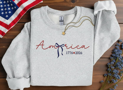 USA 250th Anniversary, Embroidered America 1776–2026 250 Years of Freedom Patriotic American Hoodie Sweatshirt T-Shirt