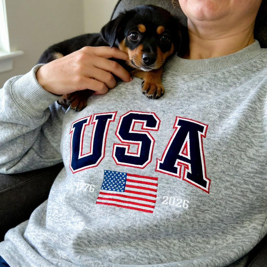 Embroidered USA 1776–2026 250 Years of Freedom Patriotic American Hoodie Sweatshirt T-Shirt