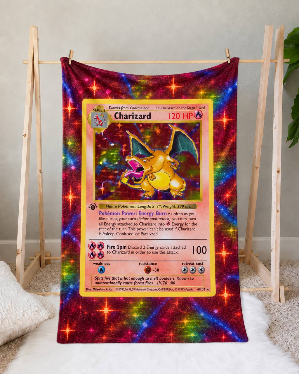 Charizard PKM Extended Artwork Pokemon Fleece Blanket