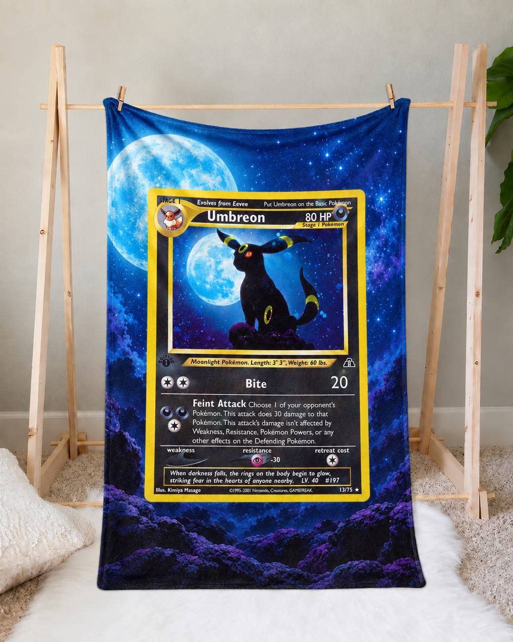 Umbreon PKM  Extended Artwork Pokemon Fleece Blanket