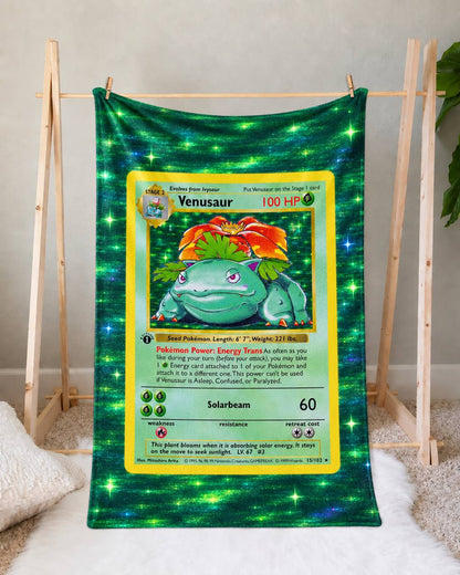 Venusaur PKM Extended Artwork Pokemon Fleece Blanket