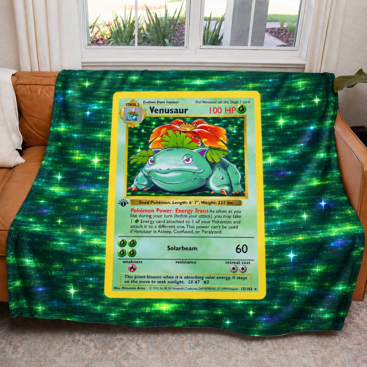 Venusaur PKM Extended Artwork Pokemon Fleece Blanket