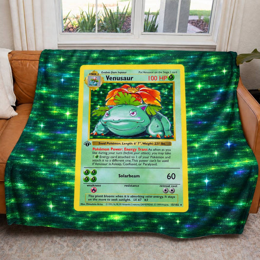 Venusaur PKM Extended Artwork Pokemon Fleece Blanket