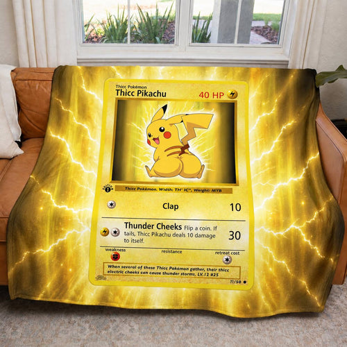 Thicc Pikachu PKM Extended Artwork Pokemon Fleece Blanket