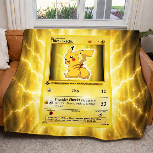 Thicc Pikachu PKM Extended Artwork Pokemon Fleece Blanket