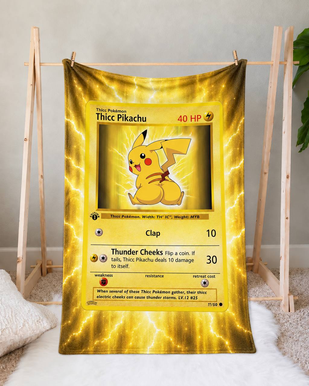 Thicc Pikachu PKM Extended Artwork Pokemon Fleece Blanket