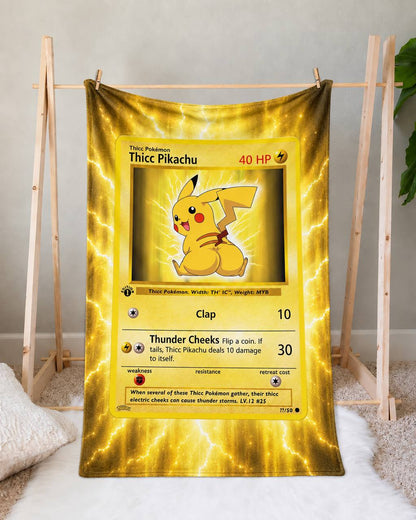 Thicc Pikachu PKM Extended Artwork Pokemon Fleece Blanket