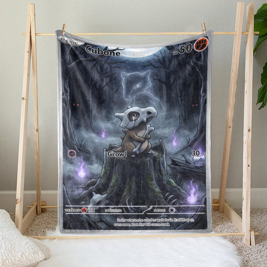 PKM Dark Cubone Custom Fleece Blanket