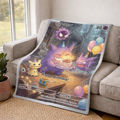 PKM Gengar Birthday Gift Custom Fleece Blanket