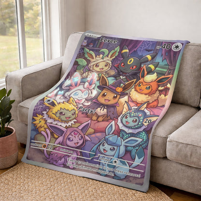 PKM Eevee Evolution Halloween Custom Fleece Blanket